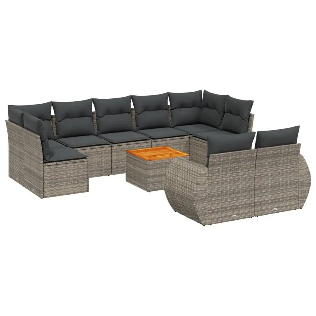 Garden Sofa Set 10 Piece Outdoor Furniture Patio Seating Grey Rattan with