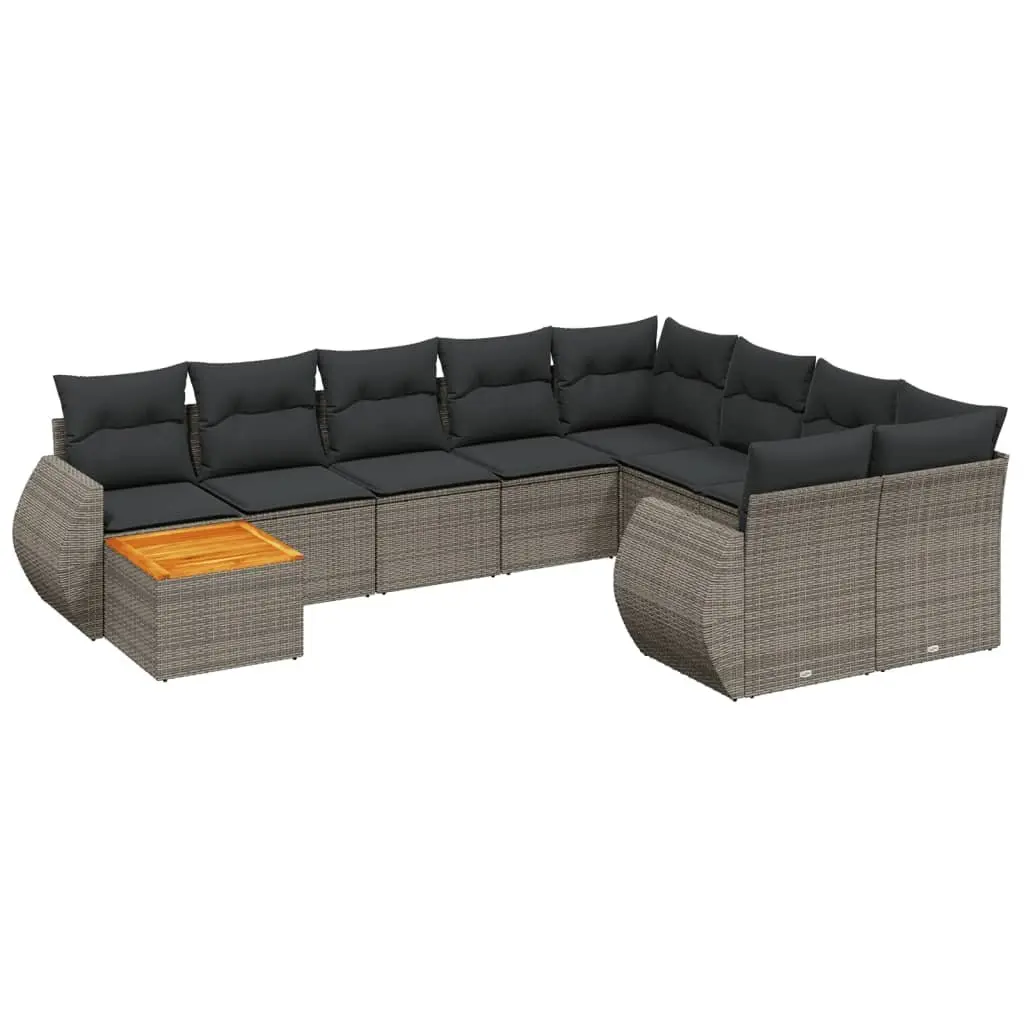 Garden Sofa Set 10 Piece Outdoor Furniture Patio Grey Poly Rattan Modular