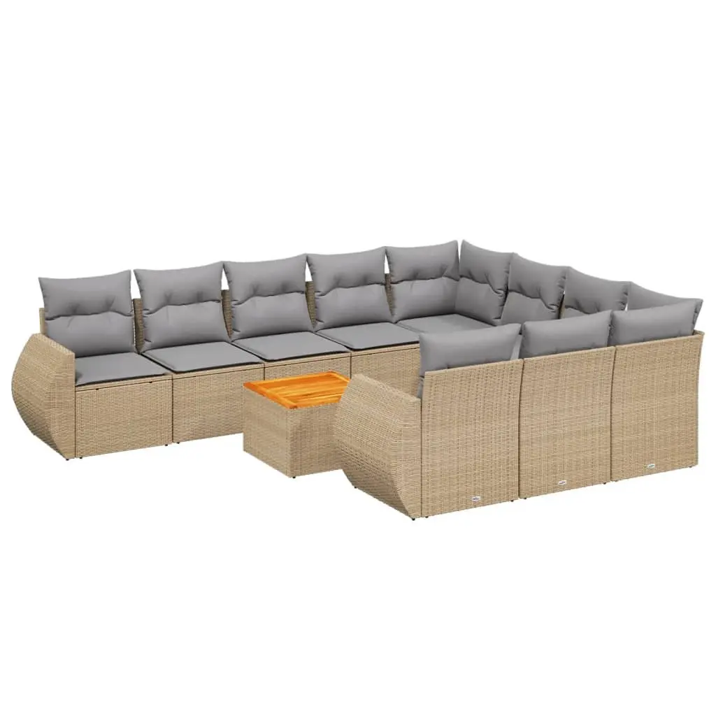 Garden Sofa Set 11 Piece Outdoor Furniture Patio Beige Rattan Modular Sectional