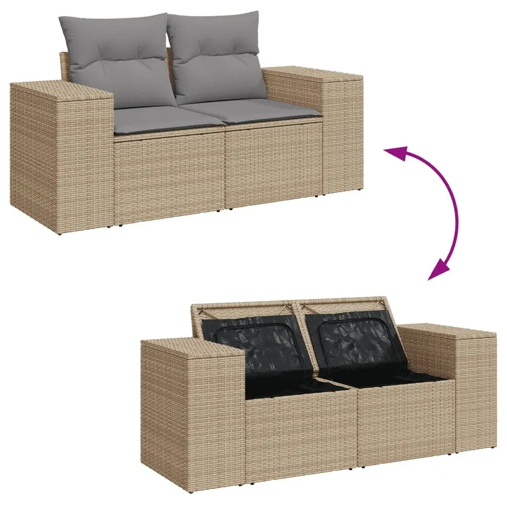 4 Piece Garden Sofa Set Beige Poly Rattan Outdoor Furniture Patio Seating with