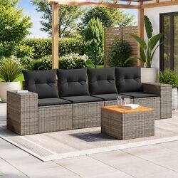Friendly 5 Piece Grey Outdoor Sofa Set with Storage