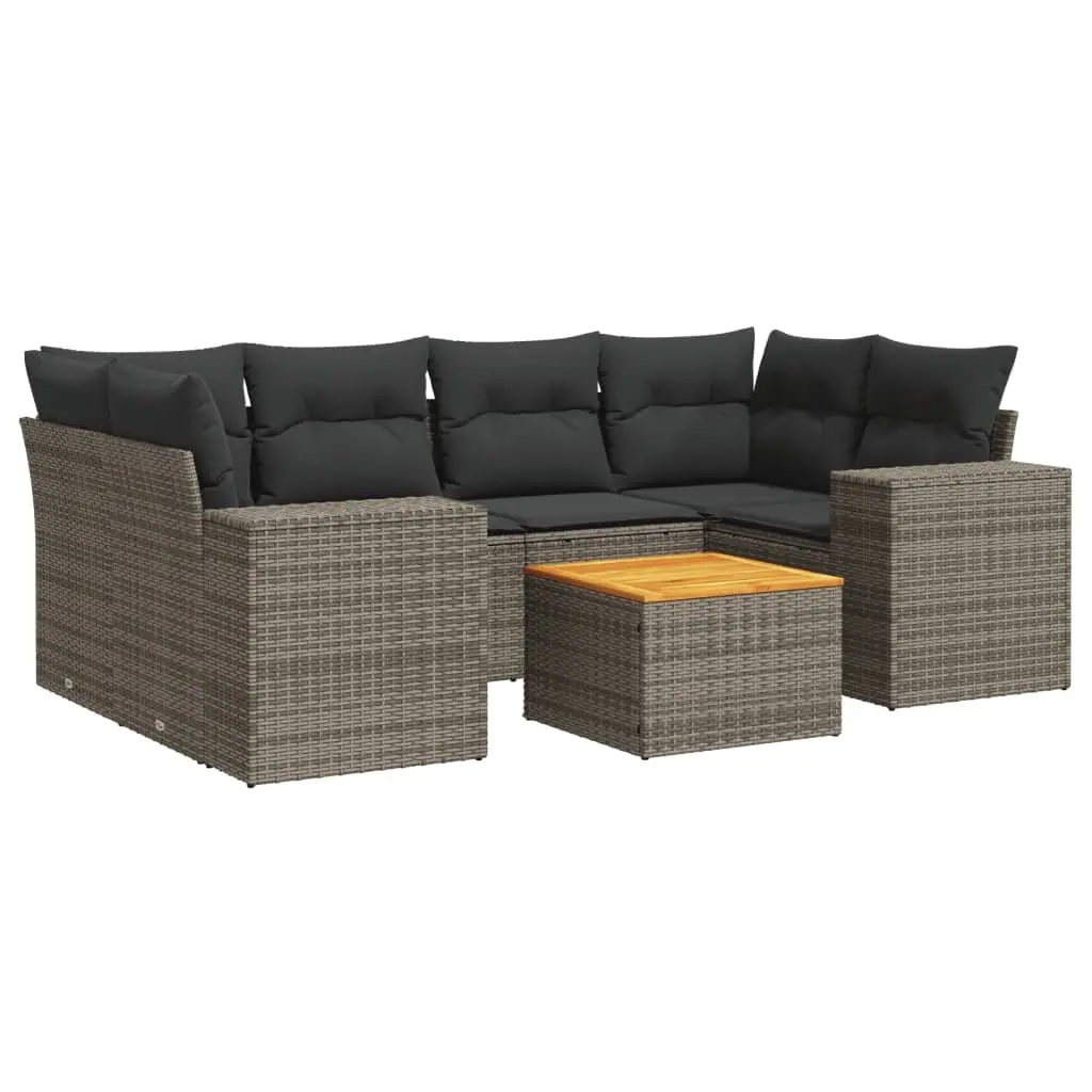 Garden Sofa Set 7 Piece Outdoor Furniture Grey Poly Rattan Patio Lounge with