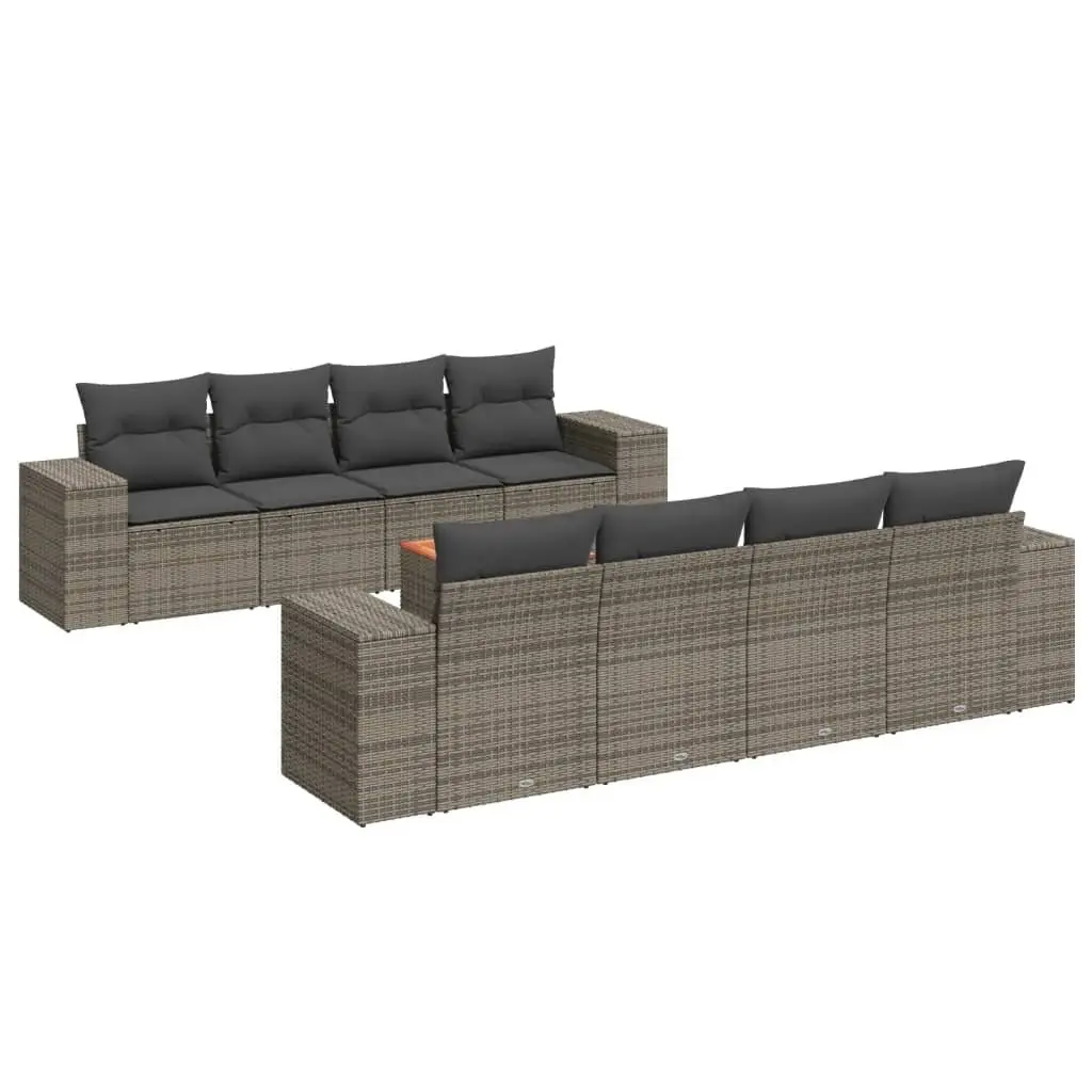 Garden Sofa Set 9 Piece Outdoor Furniture Grey Poly Rattan Modular Patio Seating