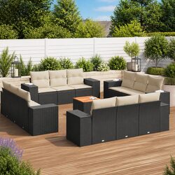 Friendly 13 Piece Modular Garden Sofa Set in Black