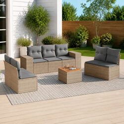 Garden Sofa Set 8 Piece Outdoor Furniture Beige Poly Rattan Patio Lounge