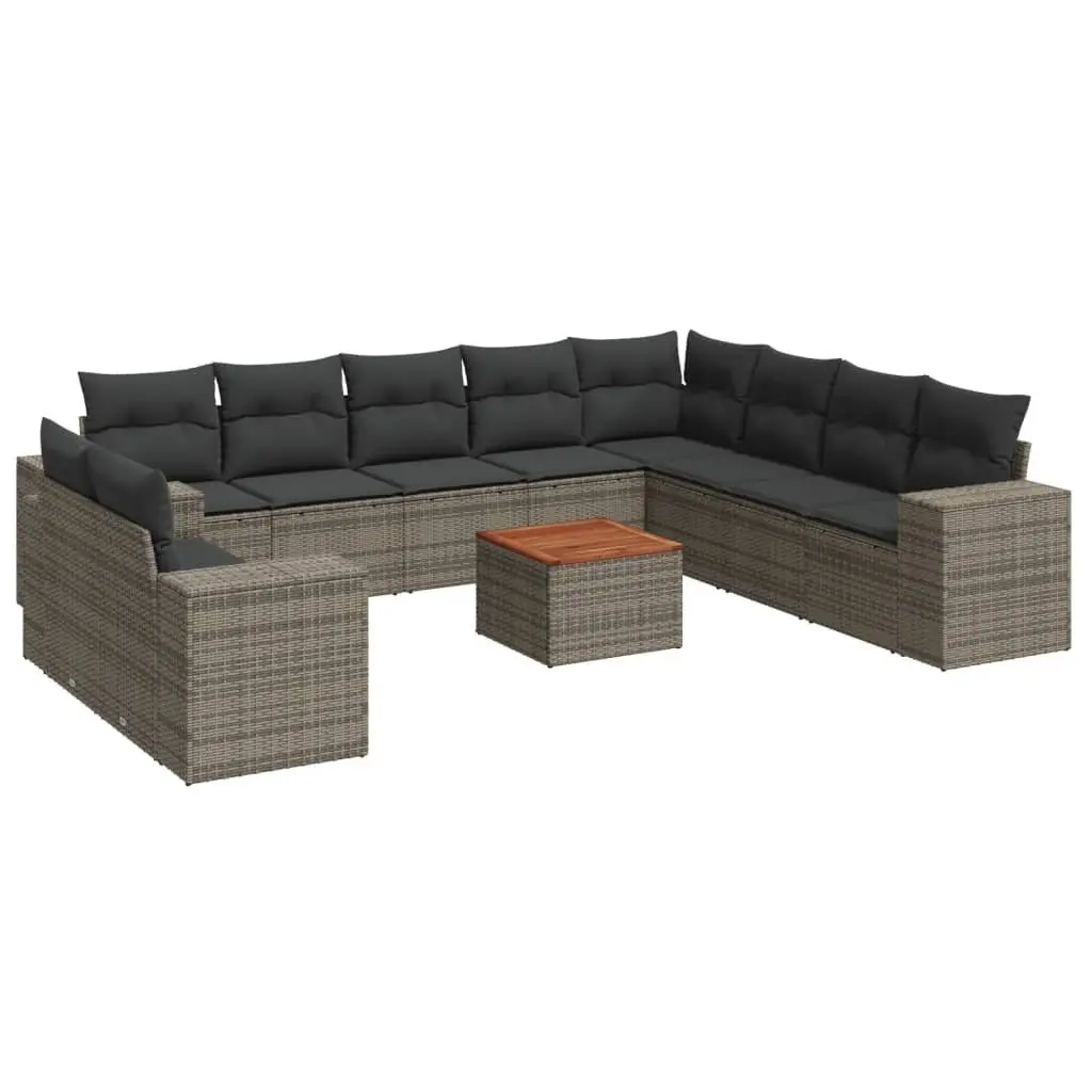 Garden Sofa Set 11 Piece Outdoor Furniture Grey Poly Rattan Modular Patio