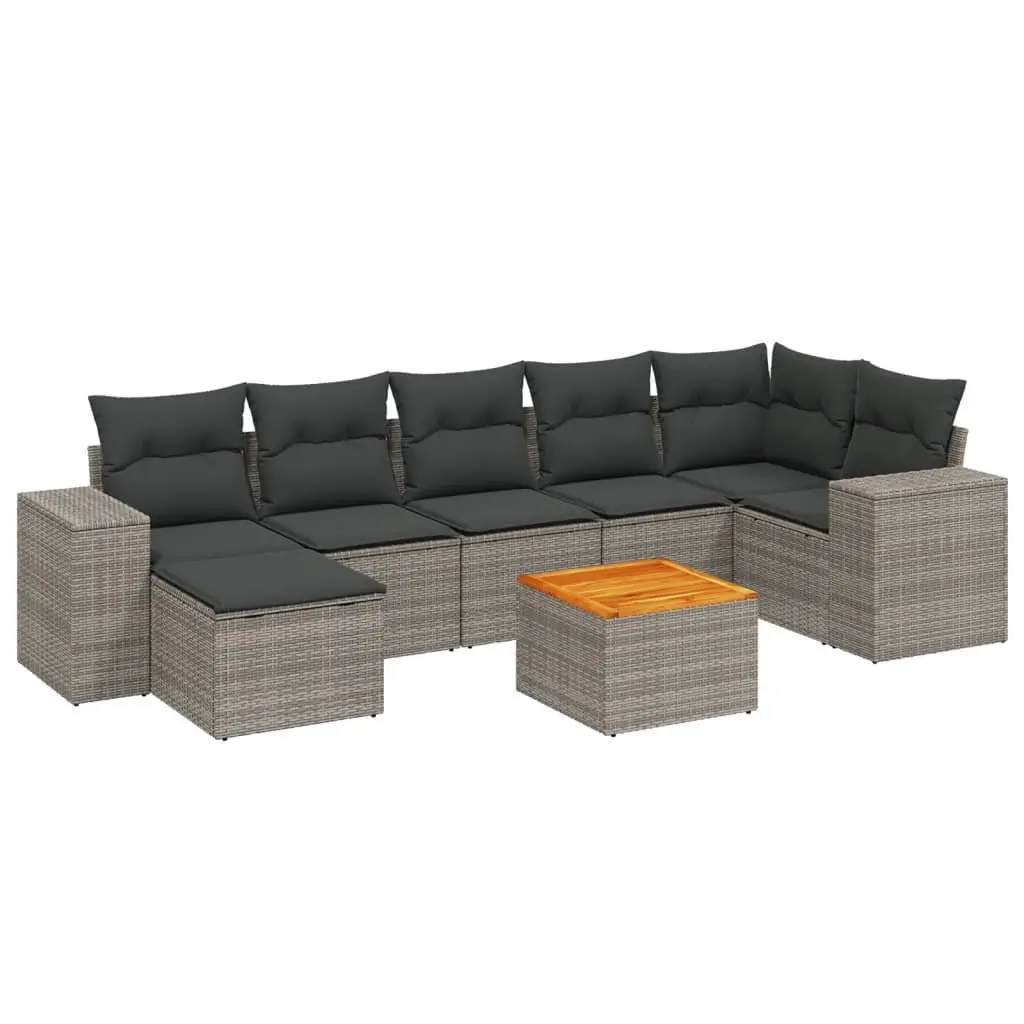 Garden Sofa Set 8 Piece Outdoor Furniture Grey Poly Rattan Modular Patio Seating