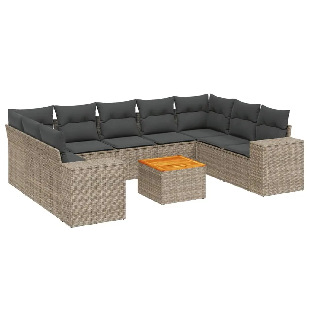 Garden Sofa Set Modular 10 Piece Outdoor Furniture Patio Sectional Grey Cushions
