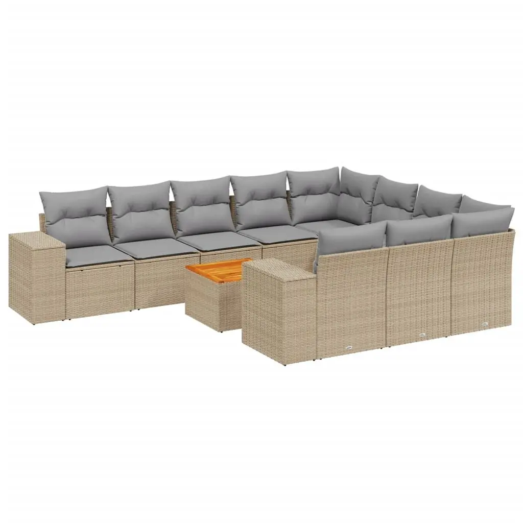 Modular Garden Sofa Set 11 Piece Weather-Resistant PE Rattan with Storage Cushions