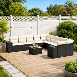 Friendly and Functional 11 Piece Black Garden Sofa Set