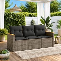 Friendly 3-Piece Grey Garden Sofa Set with Cushions
