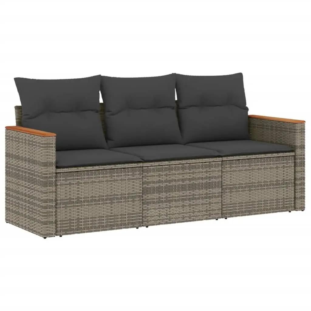 Garden Sofa Set 3 Piece Outdoor Furniture Patio Sectional with Cushions Grey