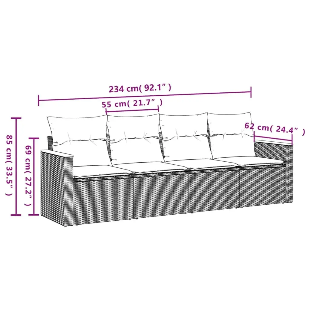 Garden Sofa Set 4 Piece Outdoor Furniture Patio Lounge with Cushions Storage