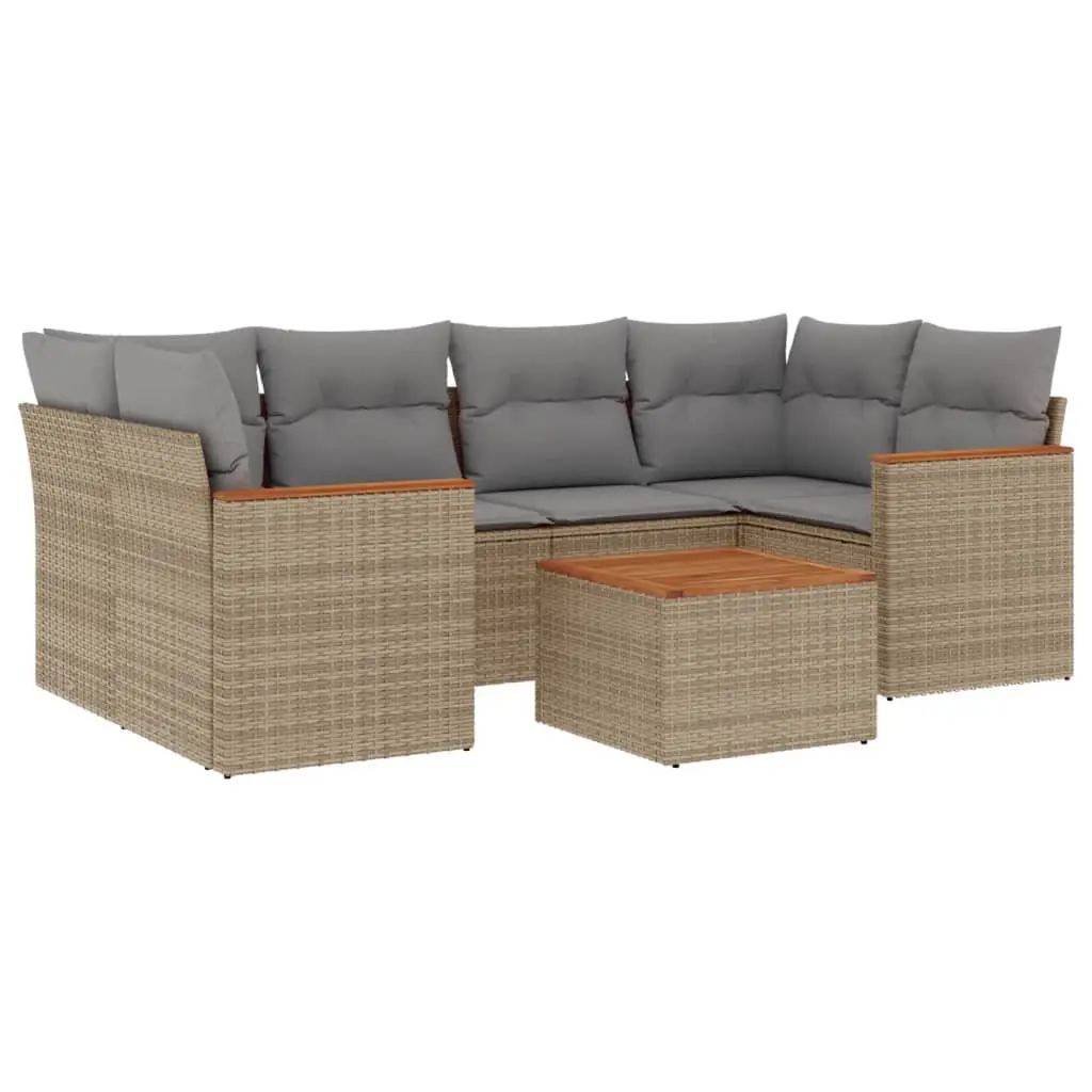 7 Piece Garden Sofa Set with Storage Cushions Beige Outdoor Furniture Patio