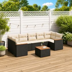 Garden Sofa Set 8 Piece Outdoor Furniture Patio Seating Black Poly Rattan