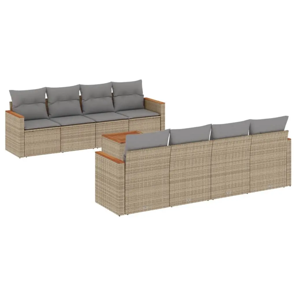 9 Piece Beige Outdoor Sofa Set