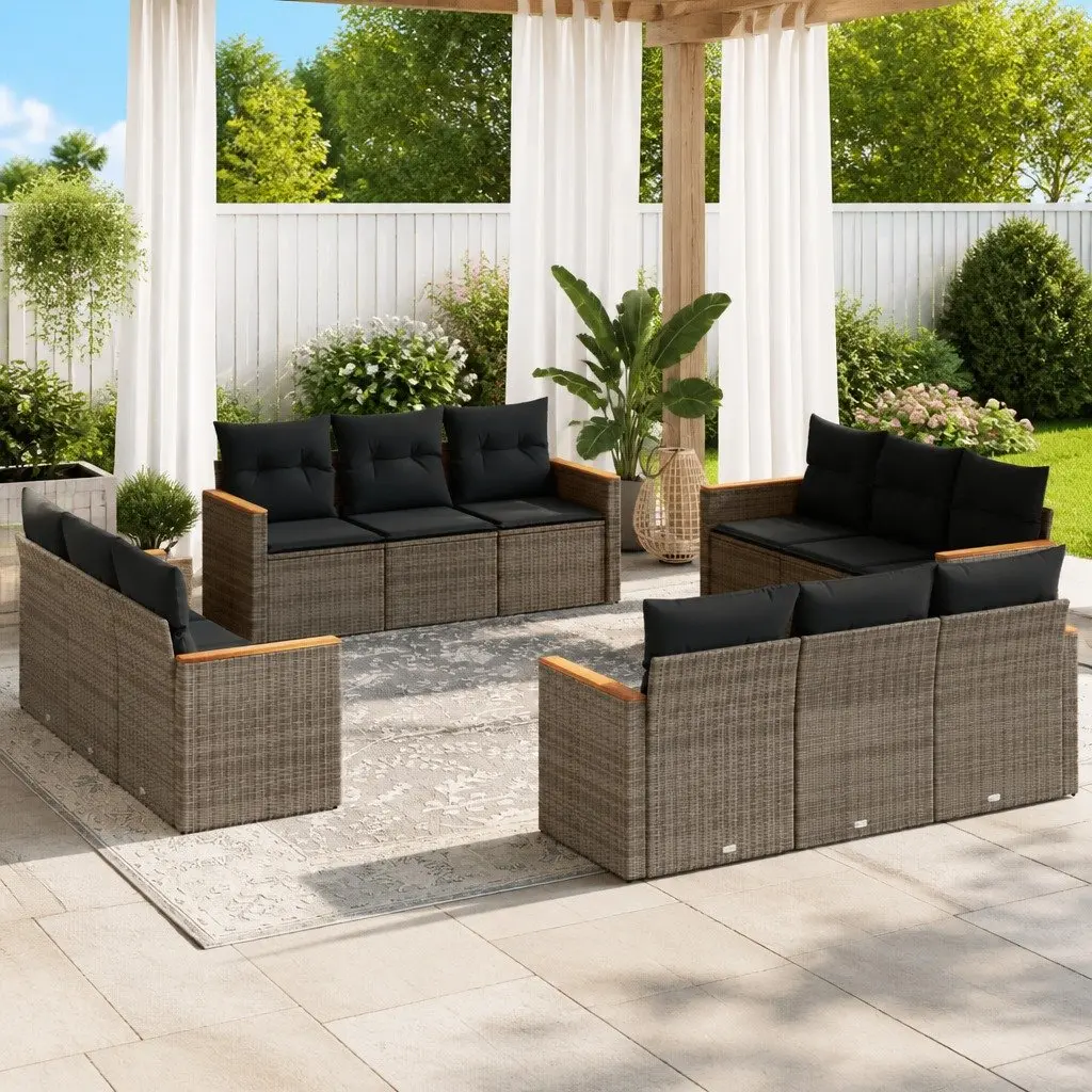 Garden Sofa Set 12 Piece Outdoor Furniture Patio Grey Modular Rattan Seating
