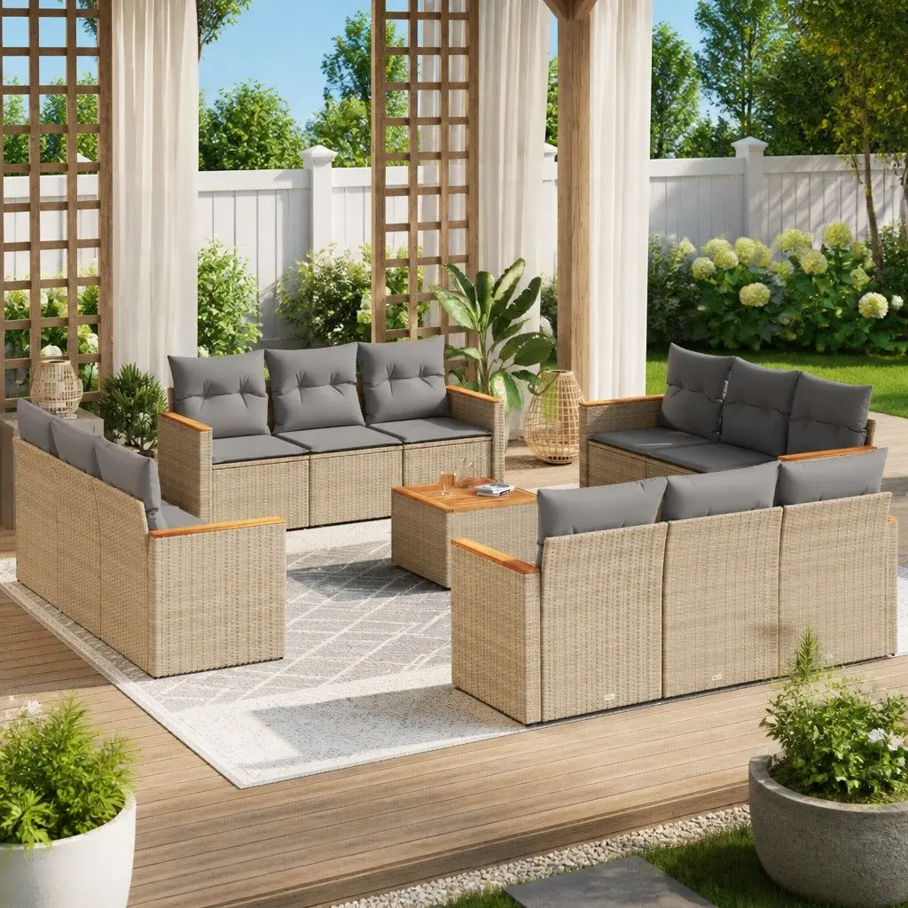 Outdoor Garden Sofa Set Modular 13 Piece Beige
