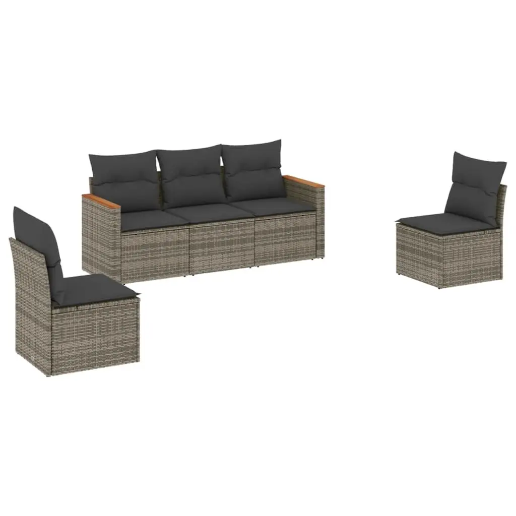 Modular 5 Piece Outdoor Garden Sofa Set Grey Rattan Patio Furniture