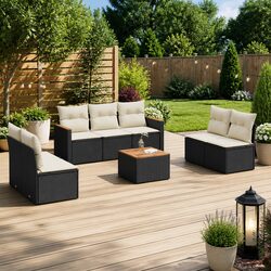 Your Ideal 8-Piece Black Outdoor Sofa Set Awaits