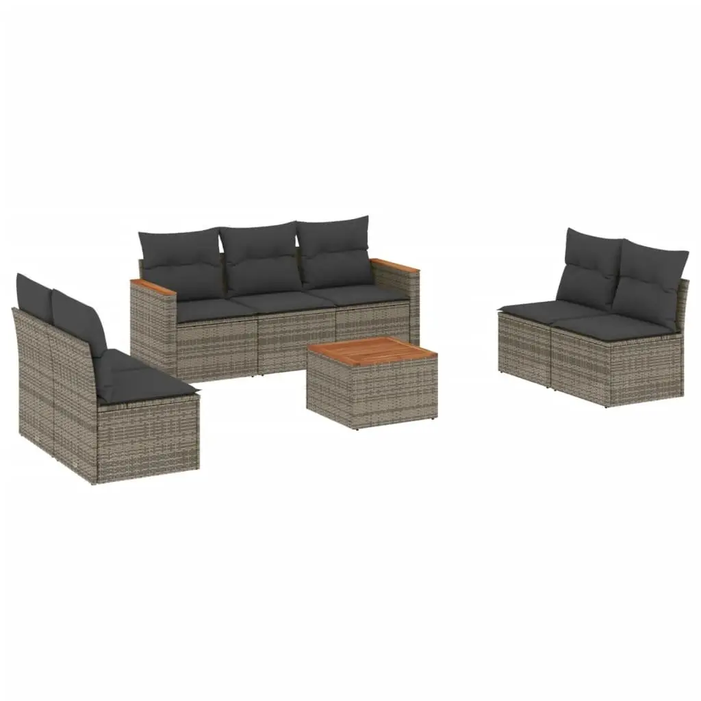 Garden Sofa Set 8 Piece Outdoor Furniture Grey Poly Rattan Modular Patio Lounge