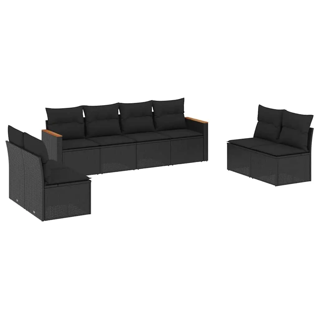 Garden Sofa Set 8 Piece Outdoor Furniture Patio Black Rattan Modular Lounge