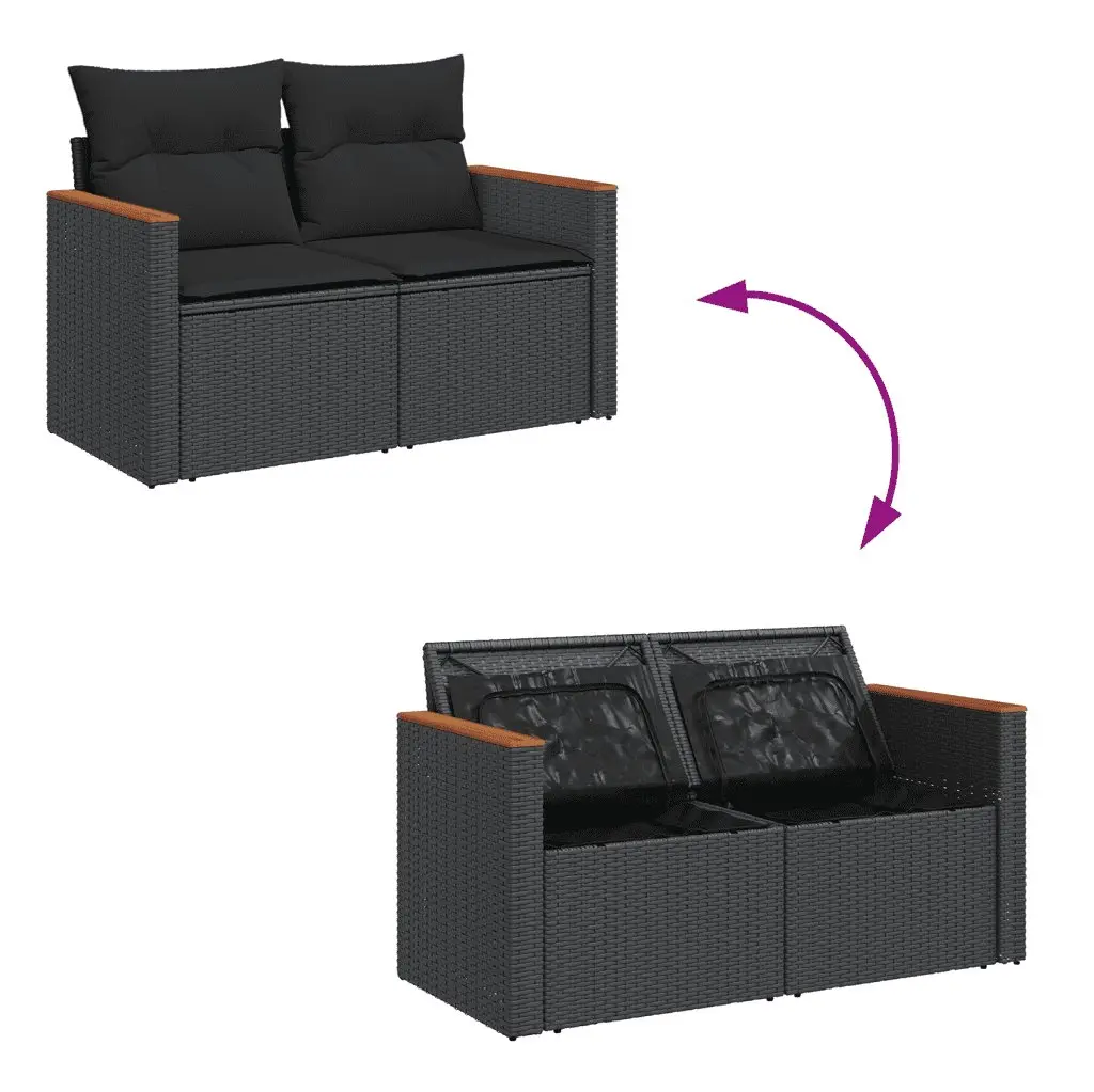 Garden Sofa Set 8 Piece Outdoor Furniture Patio Black Rattan Modular Lounge