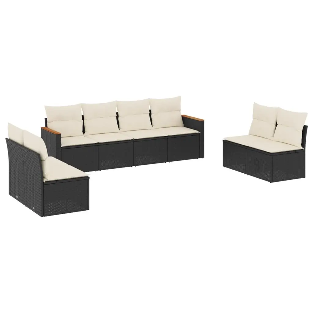 8 Piece Modular Outdoor Furniture Set Black PE Rattan Garden Sofa