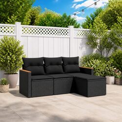Friendly 4-Piece Black Outdoor Sofa Set
