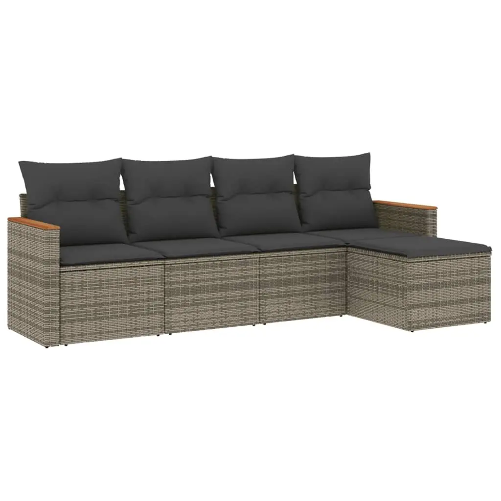 Garden Sofa Set 5 Piece Outdoor Furniture Patio Seating Grey Poly Rattan with