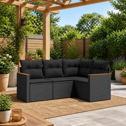 Your New Favorite 4-Piece Black Rattan Sofa Set