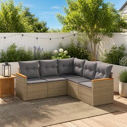 Your New 5 Piece Garden Sofa Set in Beige Poly Rattan
