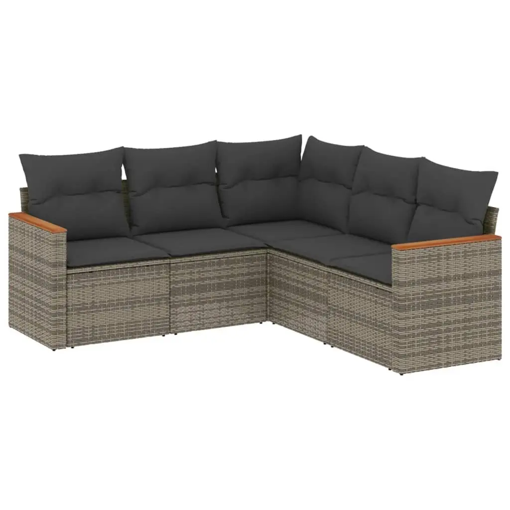 Garden Sofa Set 5 Piece Outdoor Furniture Patio Sectional with Cushions Grey