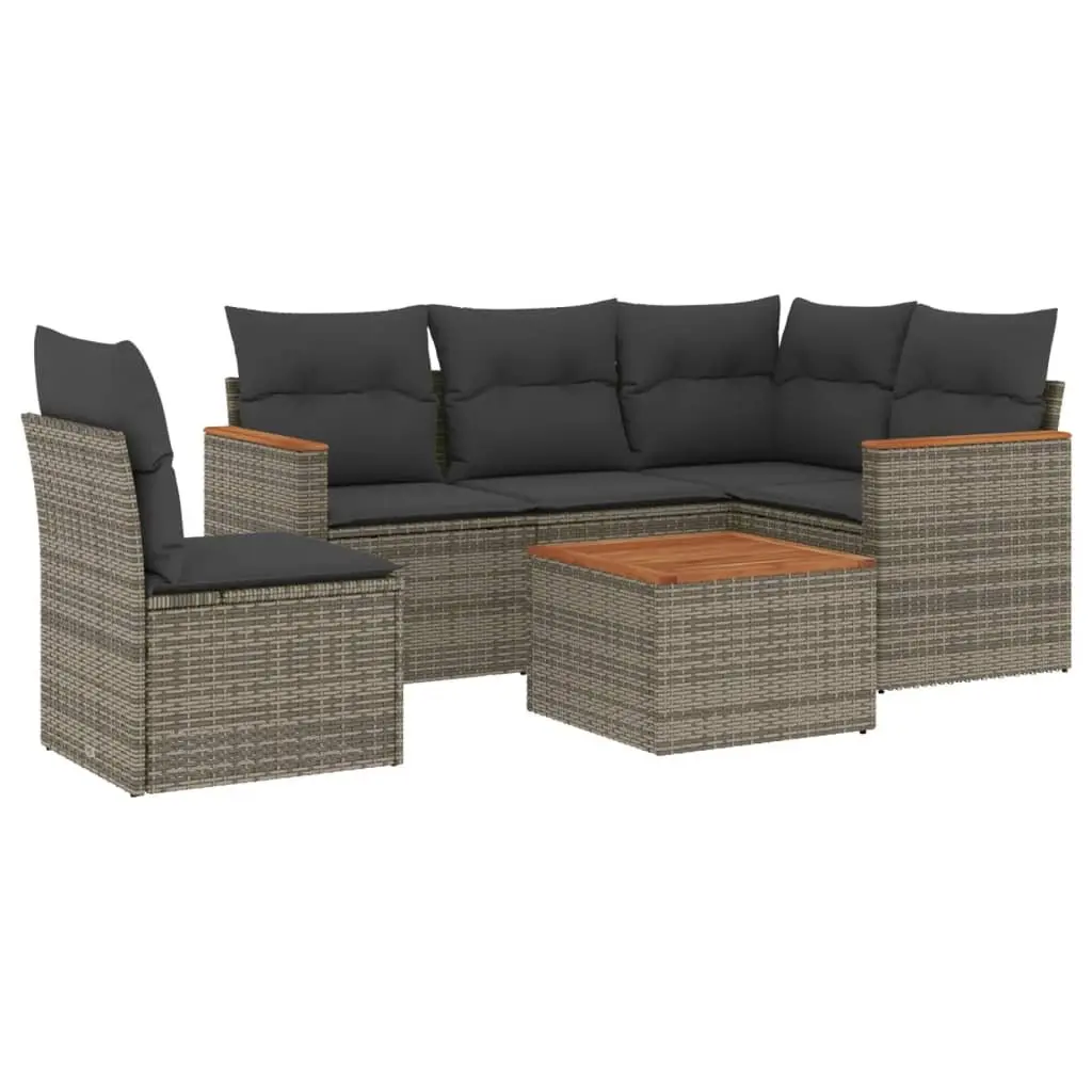 Garden Sofa Set 6 Piece Outdoor Furniture Patio Lounge Grey Poly Rattan Modular