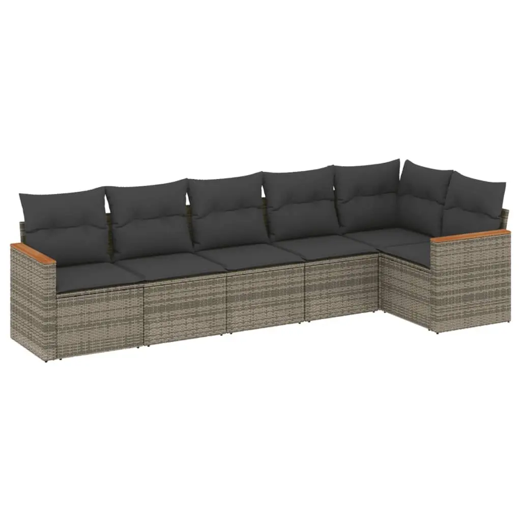 Garden Sofa Set 6 Piece Outdoor Furniture Patio Seating Grey Poly Rattan Modular