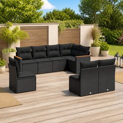 Your Ideal 8 Piece Patio Sofa Set in Black Rattan