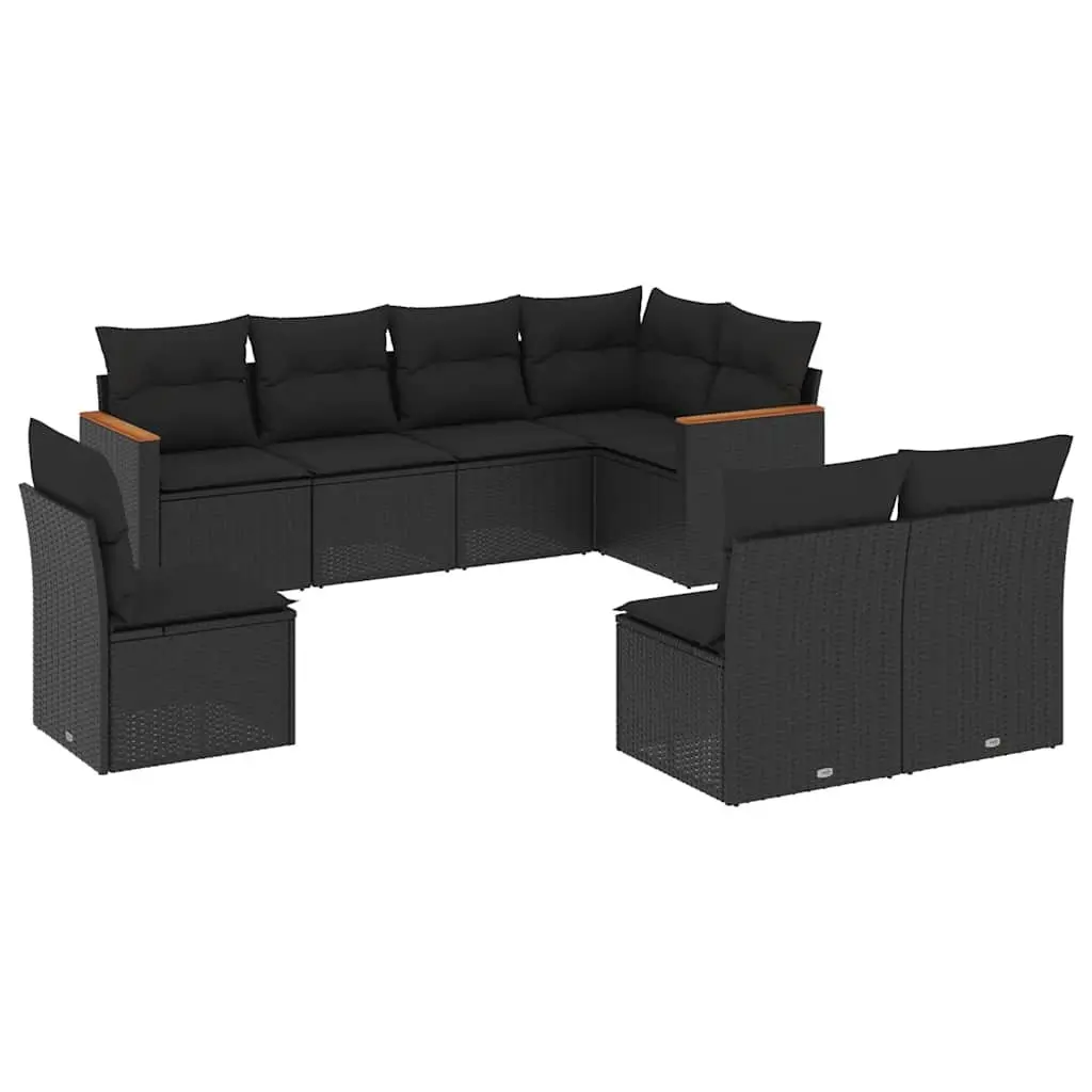 Garden Sofa Set 8 Piece Outdoor Furniture Patio Seating Black Poly Rattan