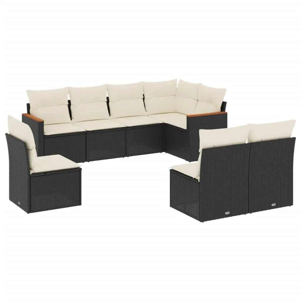 Garden Sofa Set 8 Piece Outdoor Furniture Patio Seating Black with Cushions