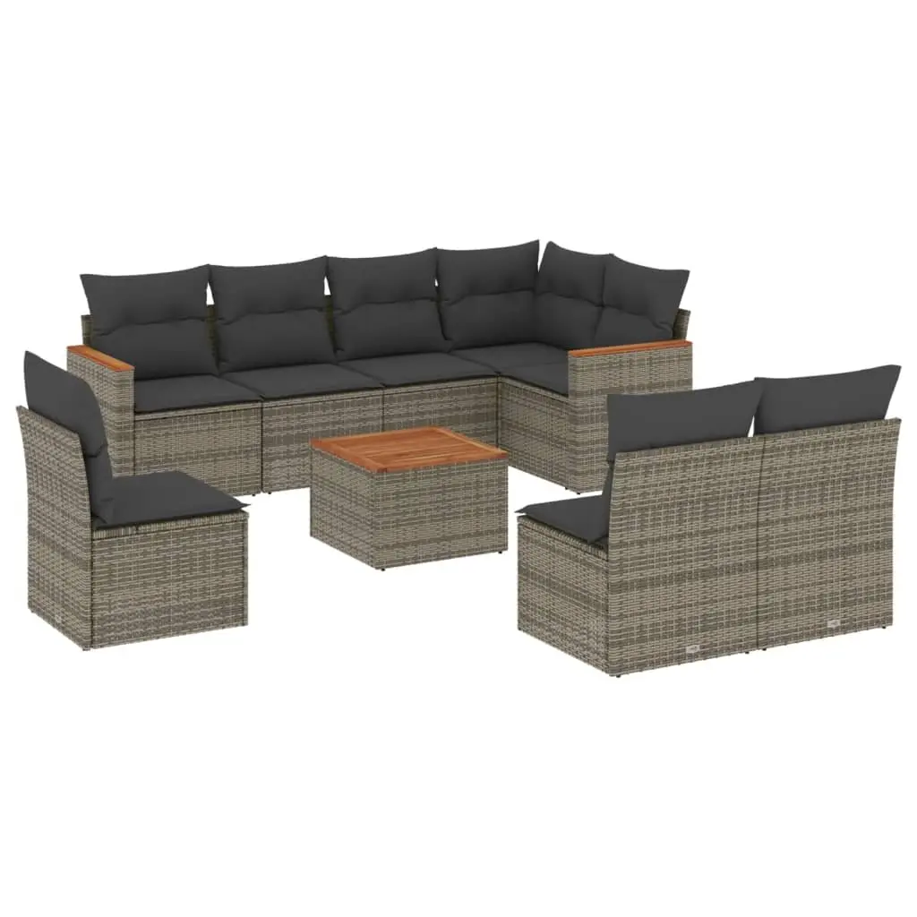 Garden Sofa Set 9 Piece Outdoor Furniture Patio Lounge with Storage Grey