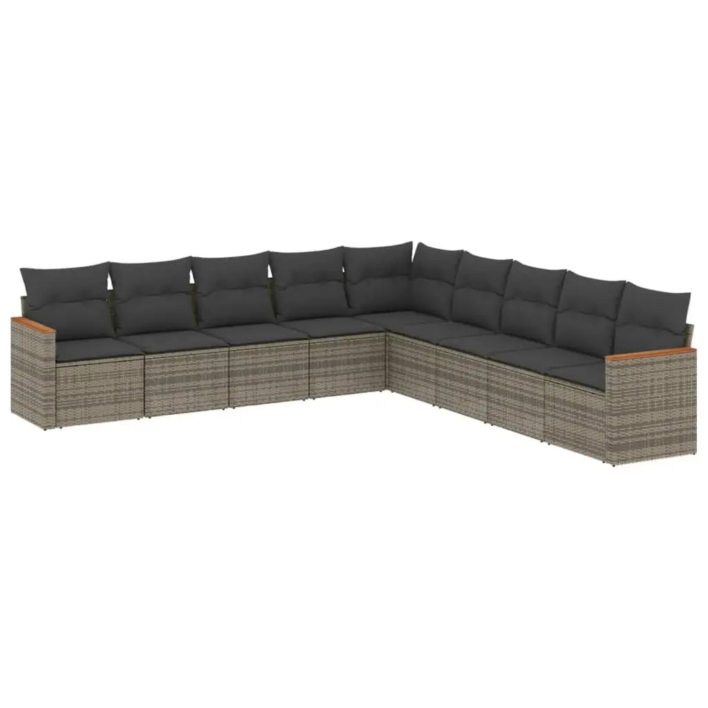 Garden Sofa Set 9 Piece Outdoor Furniture Patio Lounge Grey Poly Rattan Modular