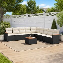 Friendly 10-Piece Outdoor Sofa Set in Black Poly Rattan