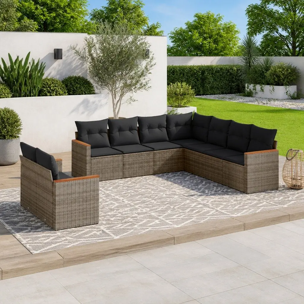 9 Piece Outdoor Sofa Set with Cushions
