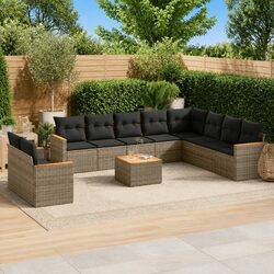 Outdoor Garden Sofa Set 11 Piece Grey Poly Rattan Furniture Patio Seating