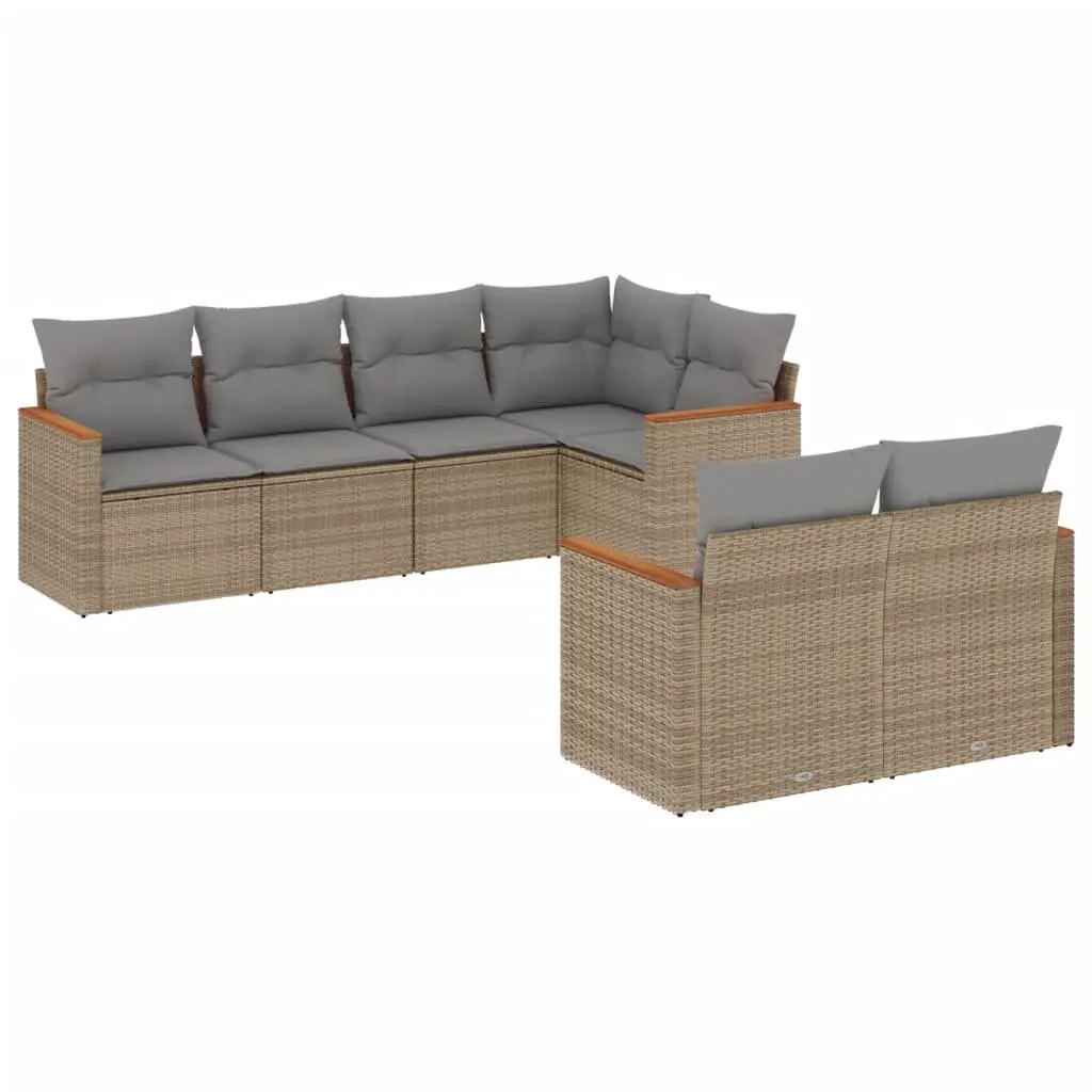 7 Piece Garden Sofa Set Beige Outdoor Furniture Patio Sectional with Cushions