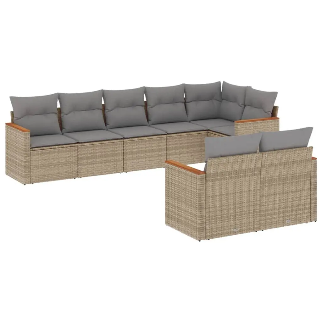 Outdoor Garden Sofa Set 8 Piece Modular Patio Furniture with Cushions Beige