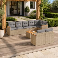Friendly 9 Piece Beige Garden Sofa Set for Your Patio