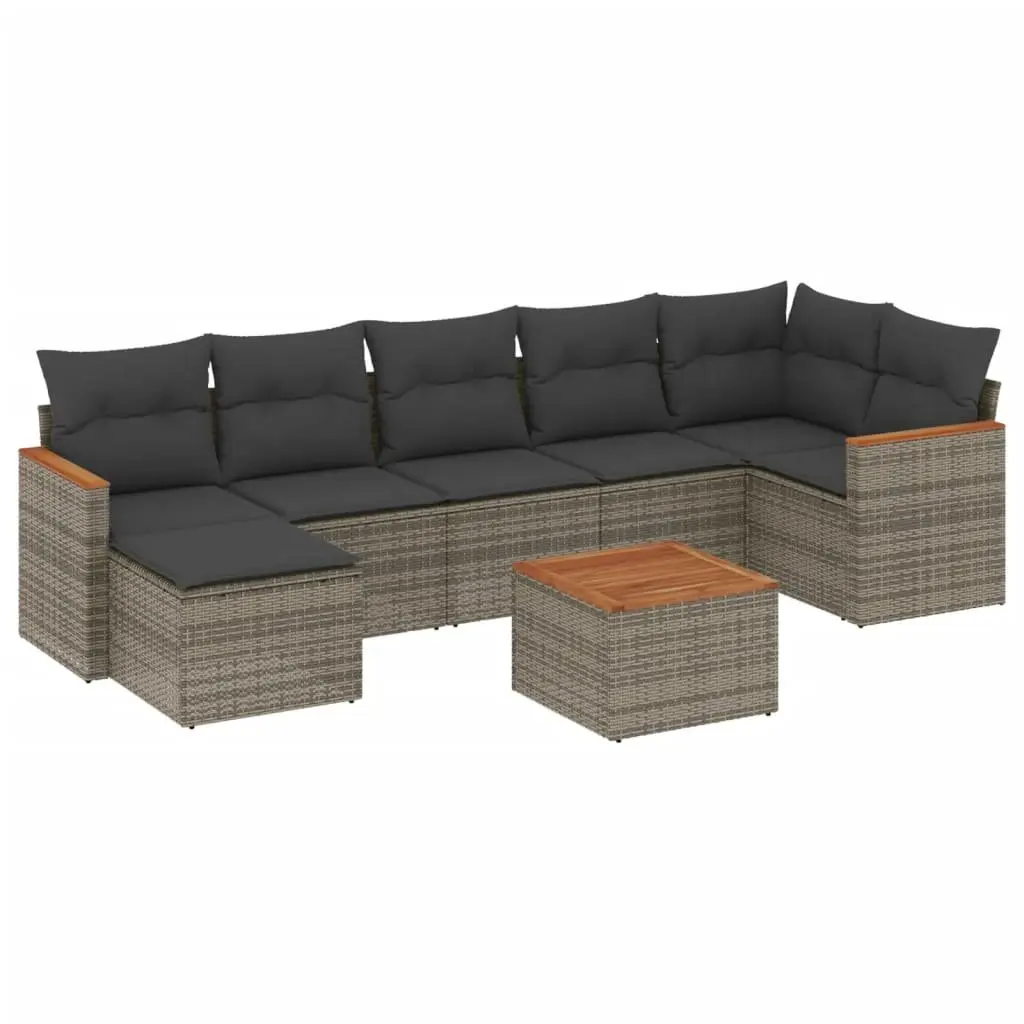 Garden Sofa Set 8 Piece Outdoor Furniture Grey Poly Rattan Modular Patio Lounge