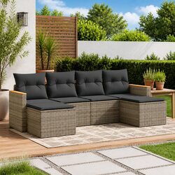 Friendly 6-Piece Grey Rattan Sofa Set for Your Garden