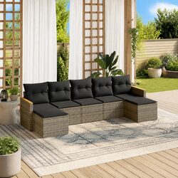 Friendly 7 Piece Garden Sofa Set with Cushions Grey