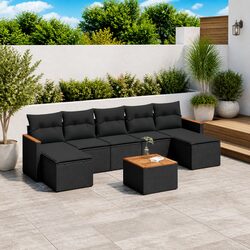 Your New Favorite 8-Piece Black Poly Rattan Sofa Set